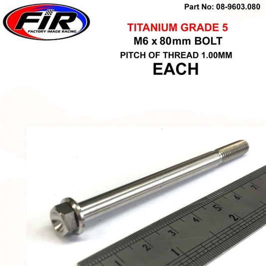 TITANIUM GR5 BOLT M6 x 80mm EACH, FLANGE OD: 11mm / HEX SIZE: 8mm, /