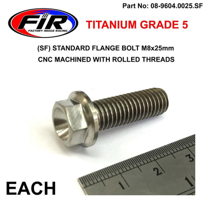 TITANIUM GR5 BOLT M8 x 25mm EACH, FLANGE OD: 14mm / HEX SIZE: 10mm, /