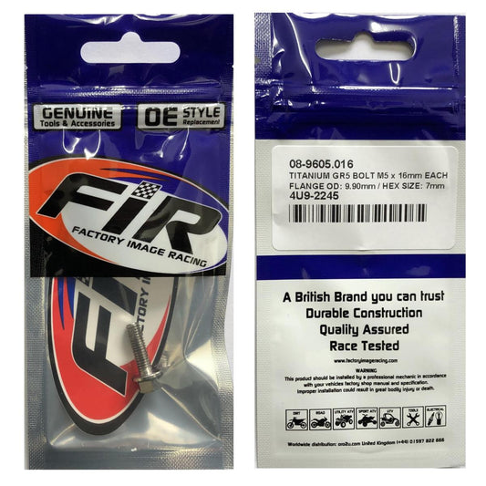 TITANIUM GR5 BOLT M5 x 16mm EACH, FLANGE OD: 9.90mm / HEX SIZE: 7mm, /