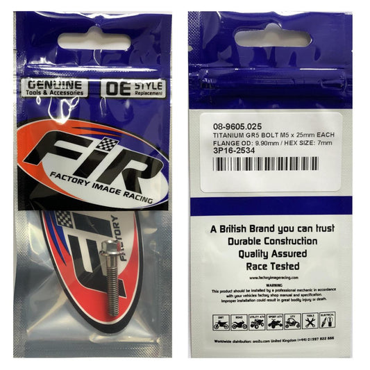 TITANIUM GR5 BOLT M5 x 25mm EACH, FLANGE OD: 9.90mm / HEX SIZE: 7mm, /
