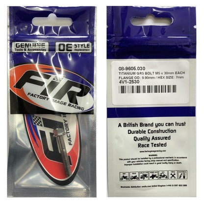 TITANIUM GR5 BOLT M5 x 30mm EACH, FLANGE OD: 9.90mm / HEX SIZE: 7mm, /