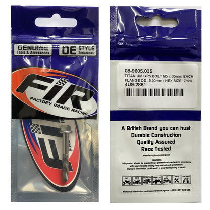 TITANIUM GR5 BOLT M5 x 35mm EACH, FLANGE OD: 9.90mm / HEX SIZE: 7mm, /