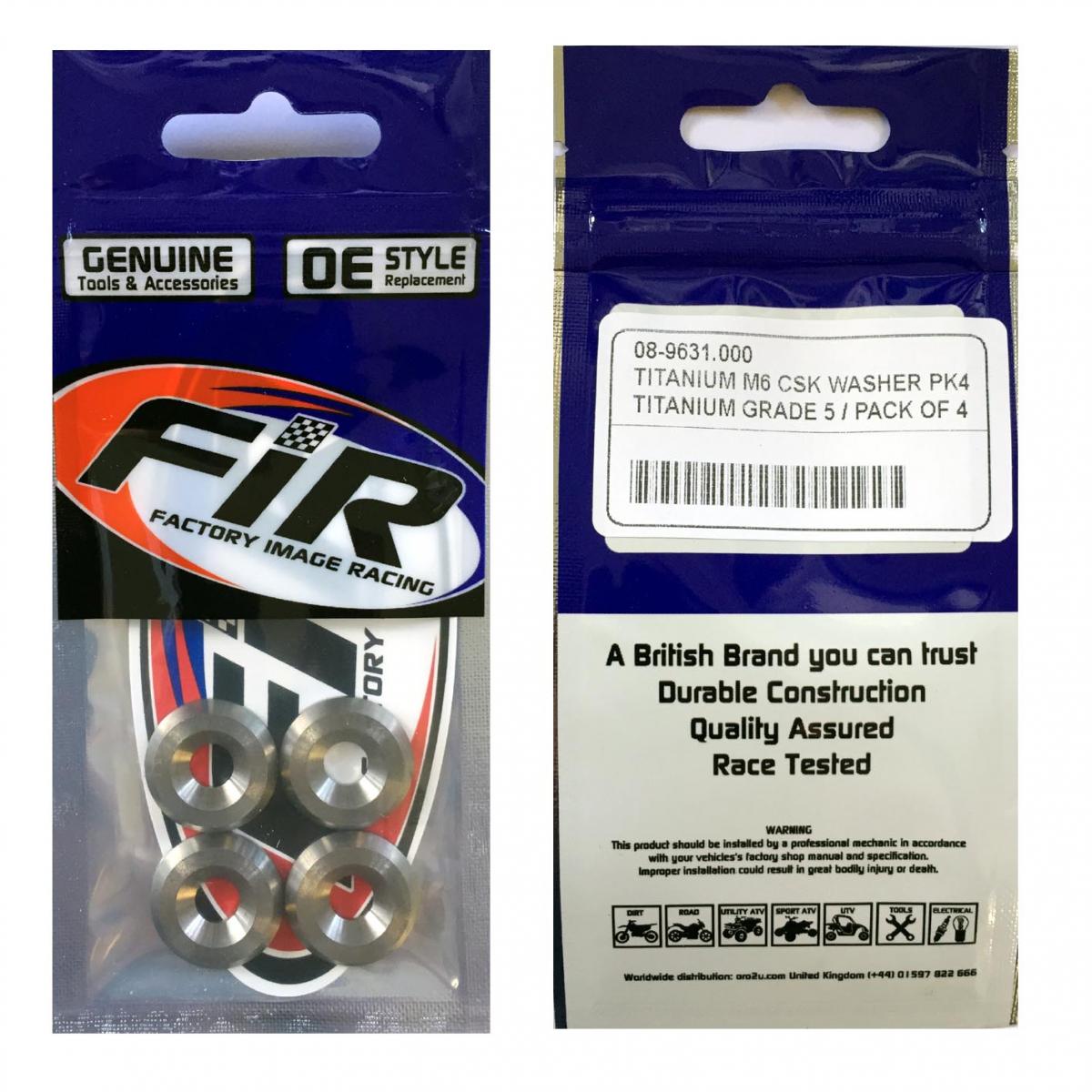 TITANIUM M6 CSK WASHER PK4, TITANIUM GRADE 5 / PACK OF 4