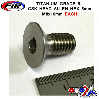 TITANIUM CSK ALLEN M8X16mm, TITANIUM GRADE 5 / EACH