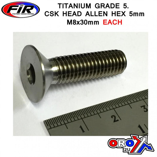TITANIUM CSK ALLEN M8X30mm, TITANIUM GRADE 5 / EACH