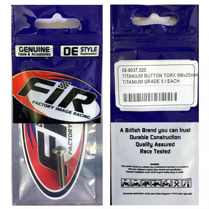 TITANIUM BUTTON TORX M6X25mm, TITANIUM GRADE 5 / EACH