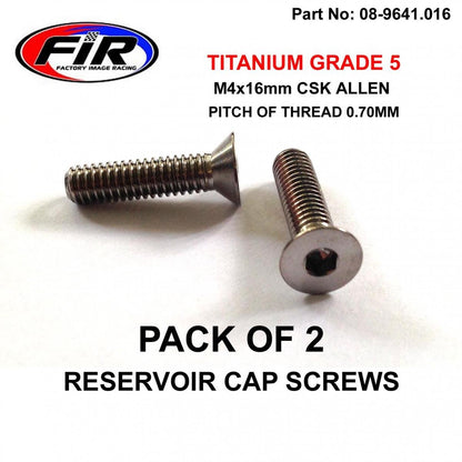 TITANIUM CSK ALLEN M4x16mm, RESERVOIR CAP SCREWS x 2, / COUNTERSUNK