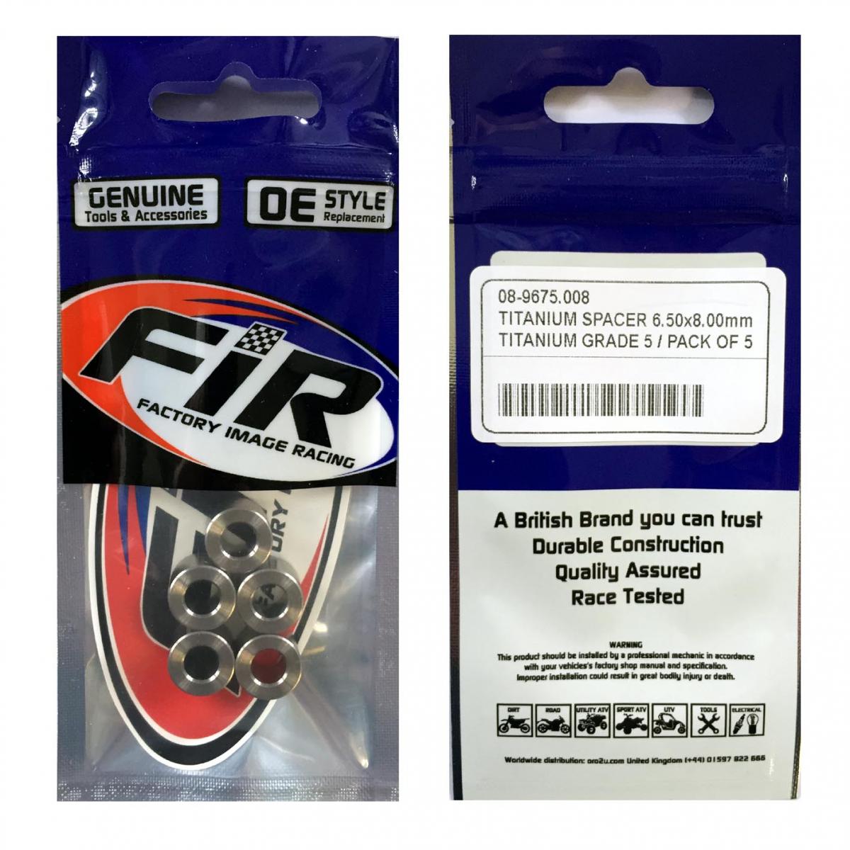 TITANIUM SPACER 6.50X8.00mm, TITANIUM GRADE 5 / PACK OF 5