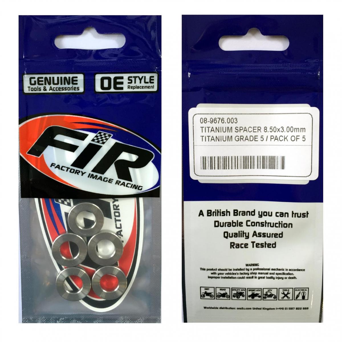 TITANIUM SPACER 8.50X3.00mm, TITANIUM GRADE 5 / PACK OF 5