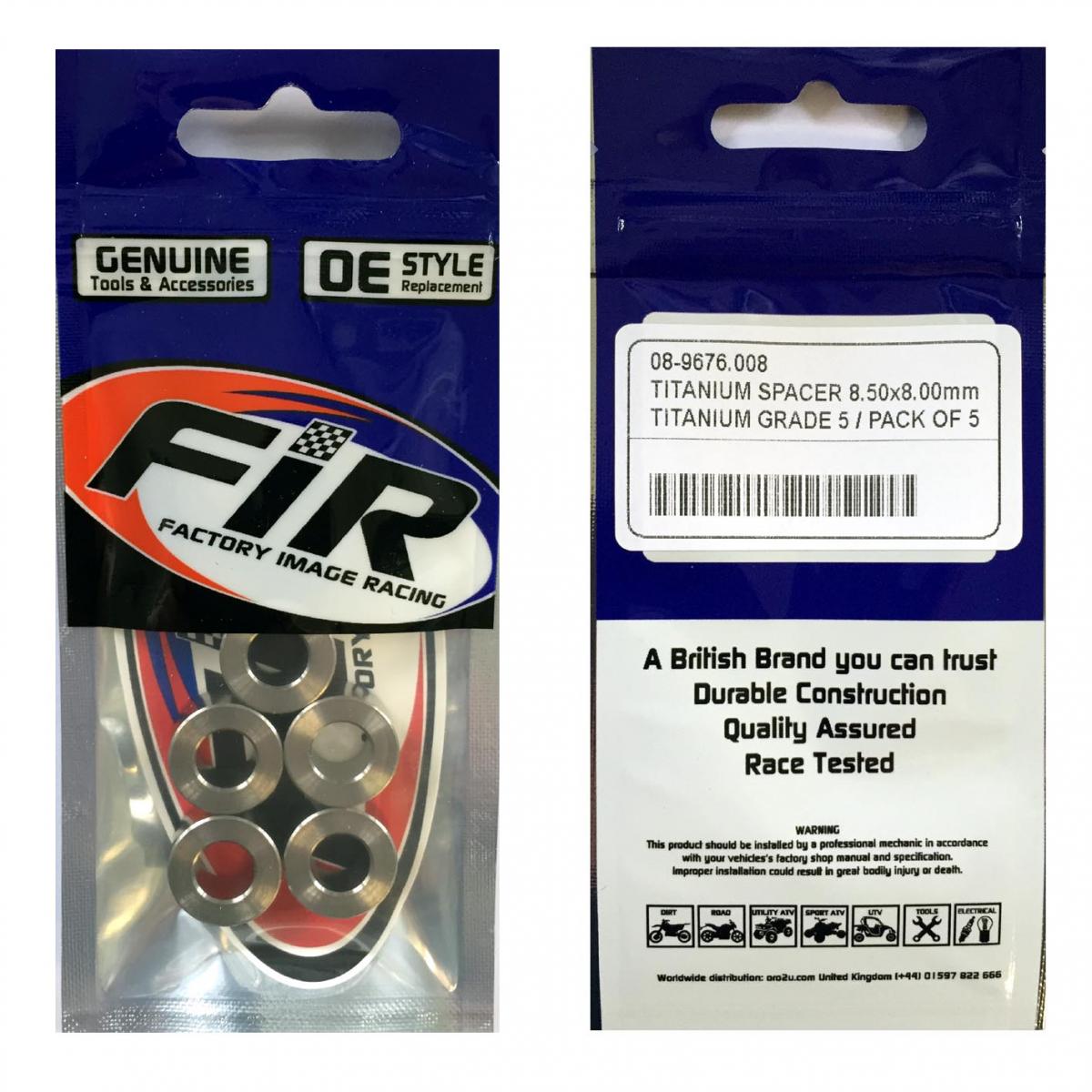 TITANIUM SPACER 8.50X8.00mm, TITANIUM GRADE 5 / PACK OF 5