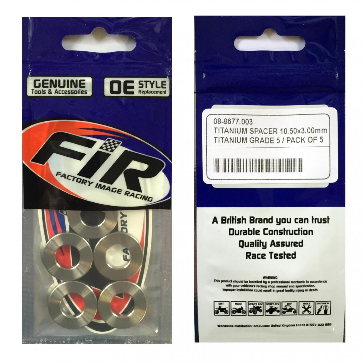 TITANIUM SPACER 10.50X3.00mm, TITANIUM GRADE 5 / PACK OF 5