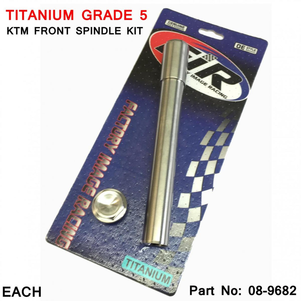 TITANIUM GR5 KTM FRONT SPINDLE KIT, OEM 77309081000 / TITANIUM GRADE 5 / EACH