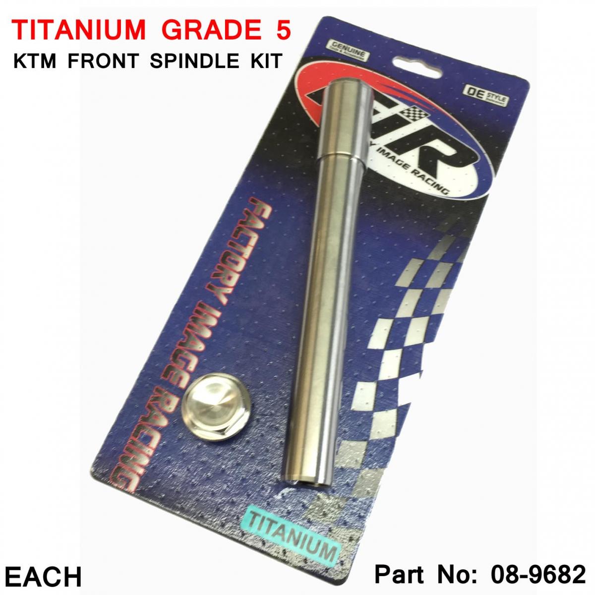 TITANIUM GR5 KTM FRONT SPINDLE KIT, OEM 77309081000 / TITANIUM GRADE 5 / EACH