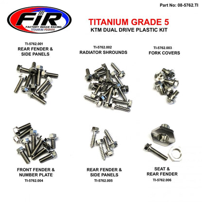 TITANIUM PLASTIC BOLT KIT KTM, HARDWARE FITMENT REF: KTM-PFK1, KTM-0306SX0507XC KTM-0407EXC KTM-0710SX0810XC KTM-0810EXC KTM-112SXC12EXC