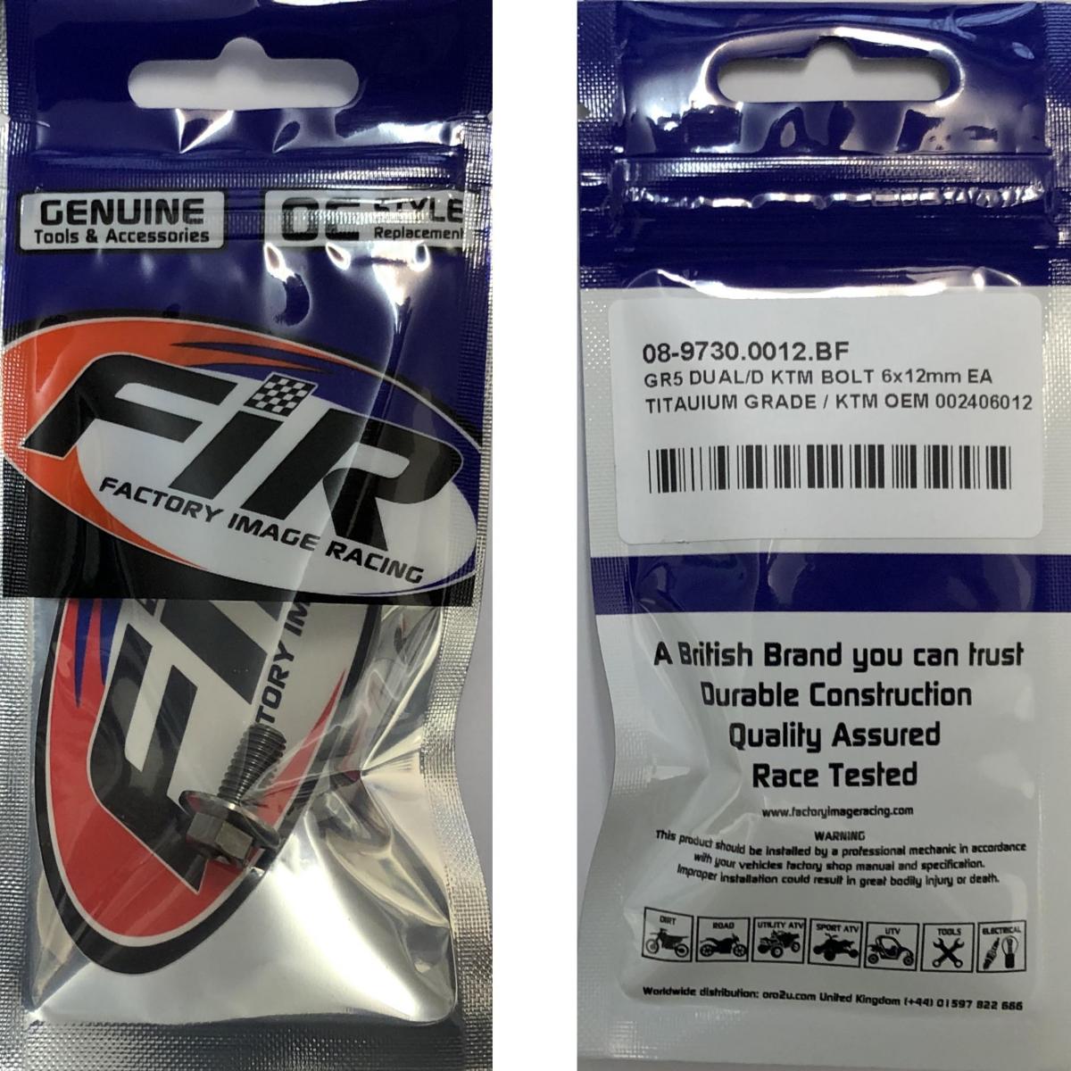 GR5 DUAL/D KTM BOLT 6x12mm EA, TITAUIUM GRADE / KTM OEM 0024060123