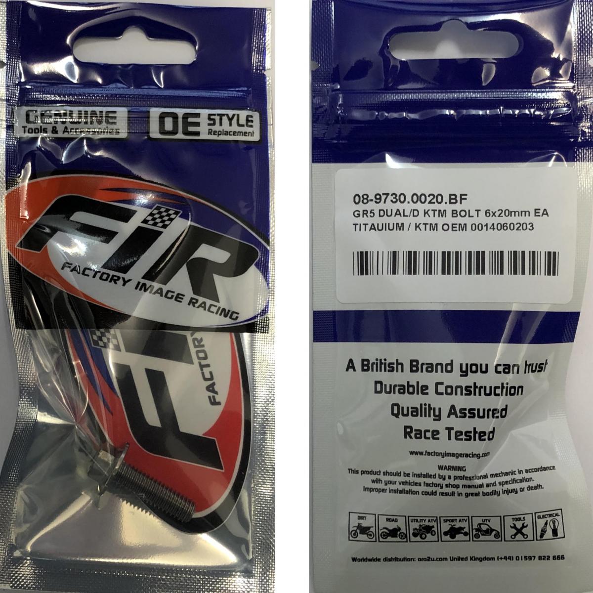 GR5 DUAL/D KTM BOLT 6x20mm EA, TITAUIUM / KTM OEM 0014060203