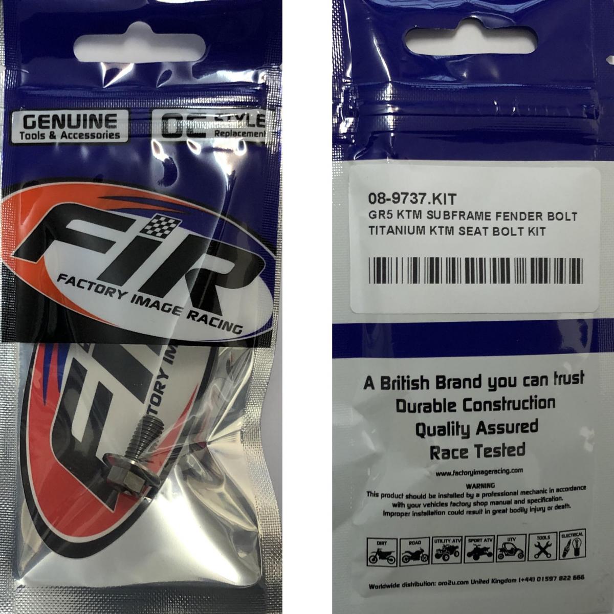 GR5 KTM SUBFRAME FENDER BOLT, TITANIUM KTM SEAT BOLT KIT, 54807048000 & 50314057050