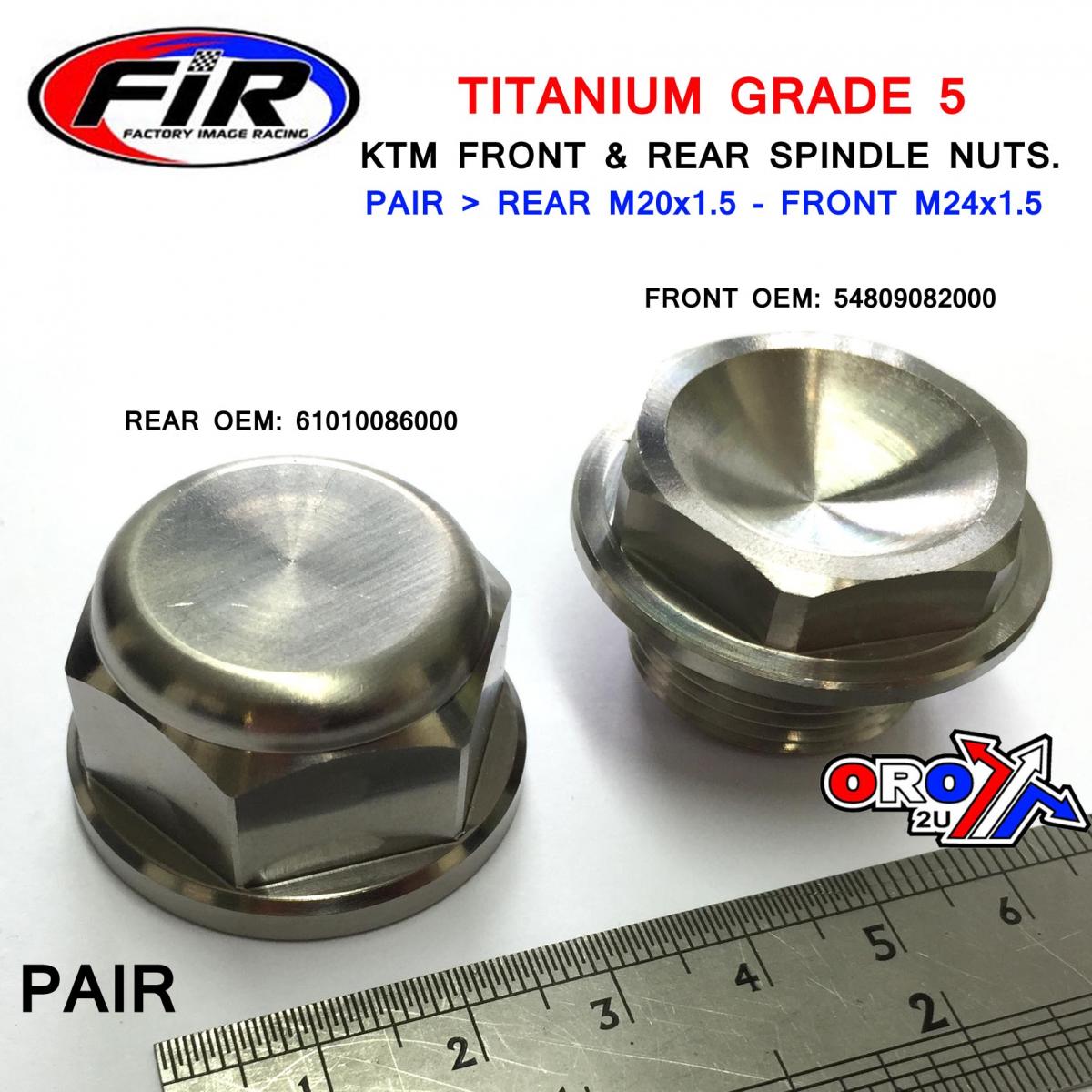 KTM FRONT & REAR SPINDLE NUTS, TITANIUM GRADE 5 / OEM 61010086000 & 54809082000