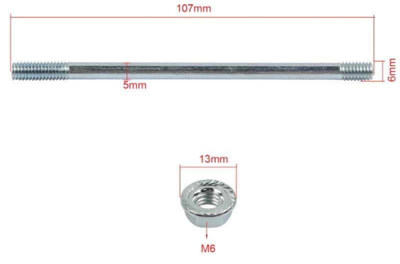 CYLINDER BARREL HEAD STUD & BOLT M6x105mm YAMAHA PW50 PY50 DIRT BIKE