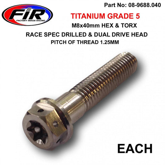 TITANIUM BOLT M8x40mmEACH, GRADE 5 / RACE SPEC DUALDRIVE, / KTM RE: 25080406