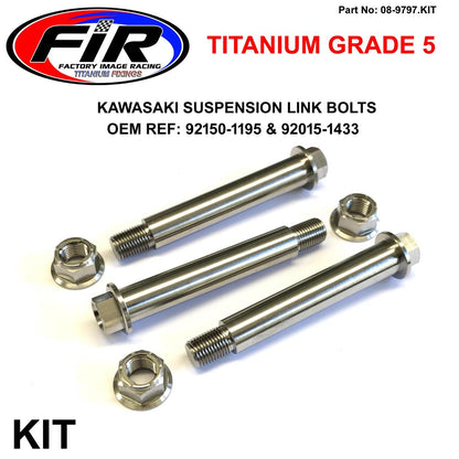 GR5 PRO LINK BOLT KIT KX500, KDX SET OF 3 BOLTS & 3 NUTS, 92150-1195 & 92015-1433