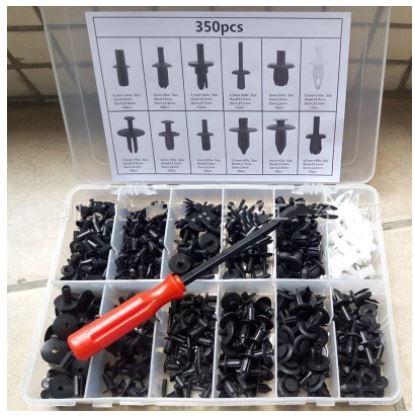 350 PIECE PLASTIC RIVET KIT WITH CLIP WRENCH TOOL PANEL CLIPS