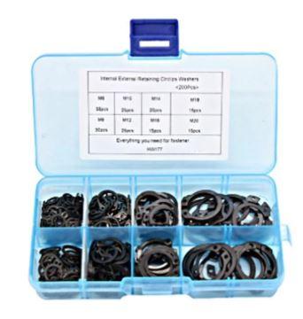 BOX EXTERNAL CIRCLIPS 200pcs 6-20mm, M6 M8 M10 M12 M14 M16 M18 M20 C-CLIP