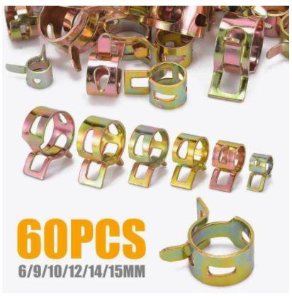 60 PCS HOSE SPRING CLAMP KIT, INCLUDES HOSE CLIP TOOL 6-15mm