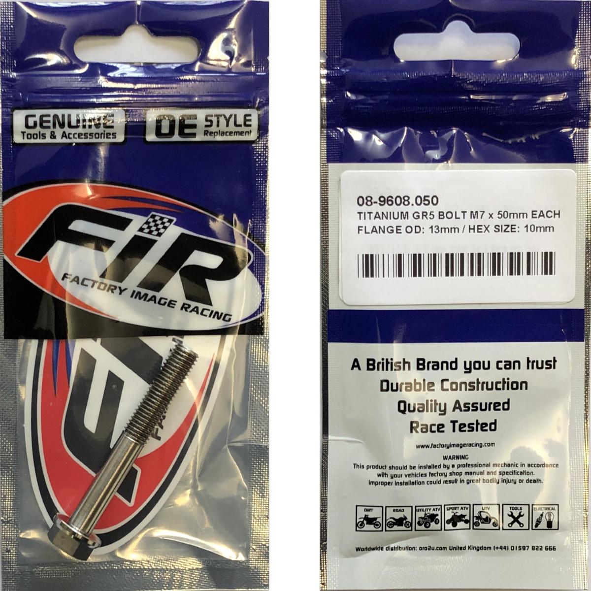 TITANIUM GR5 BOLT M7 x 50mm EACH, FLANGE OD: 13mm / HEX SIZE: 10mm, / 90002-KSK-730 92154-0372