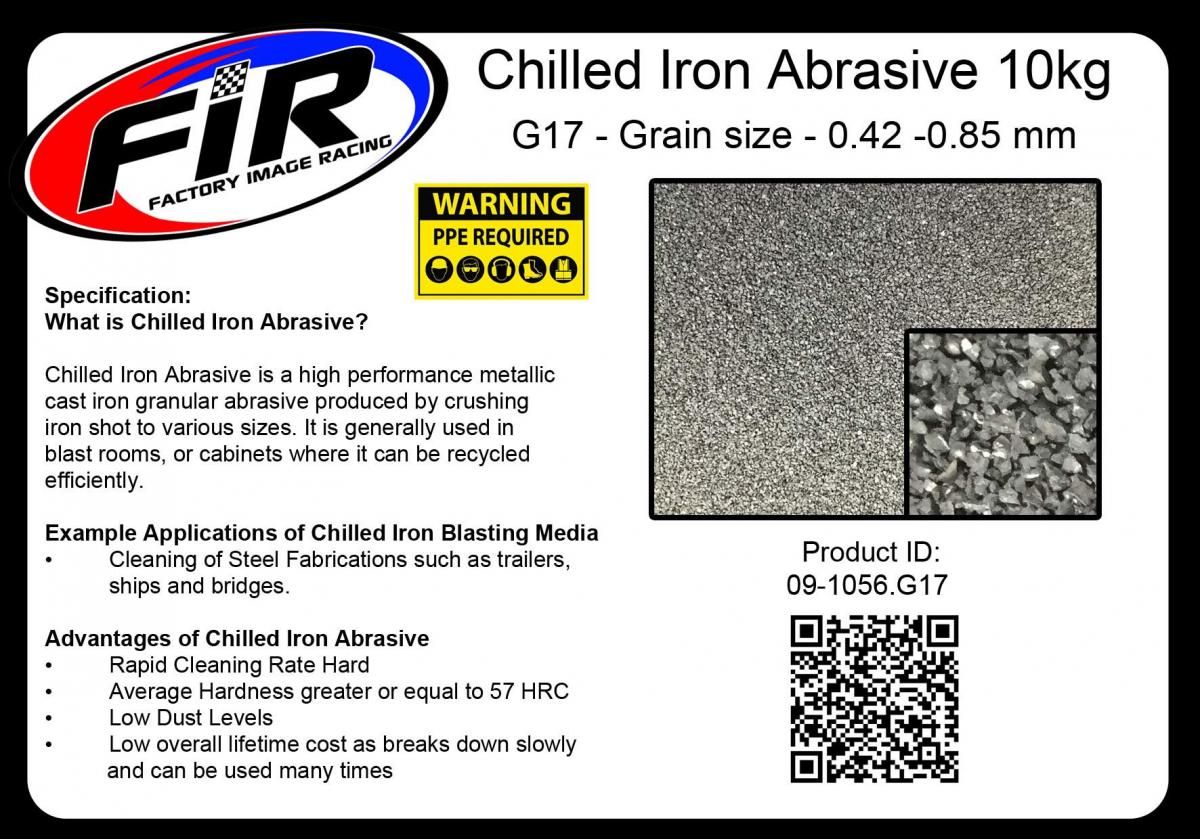 CHILLED IRON ABRASIVE 10kg, G17 - Grain size - 0.42 -0.85 / SAND BLASTING GRIT MEDIA SHOT BLASTING