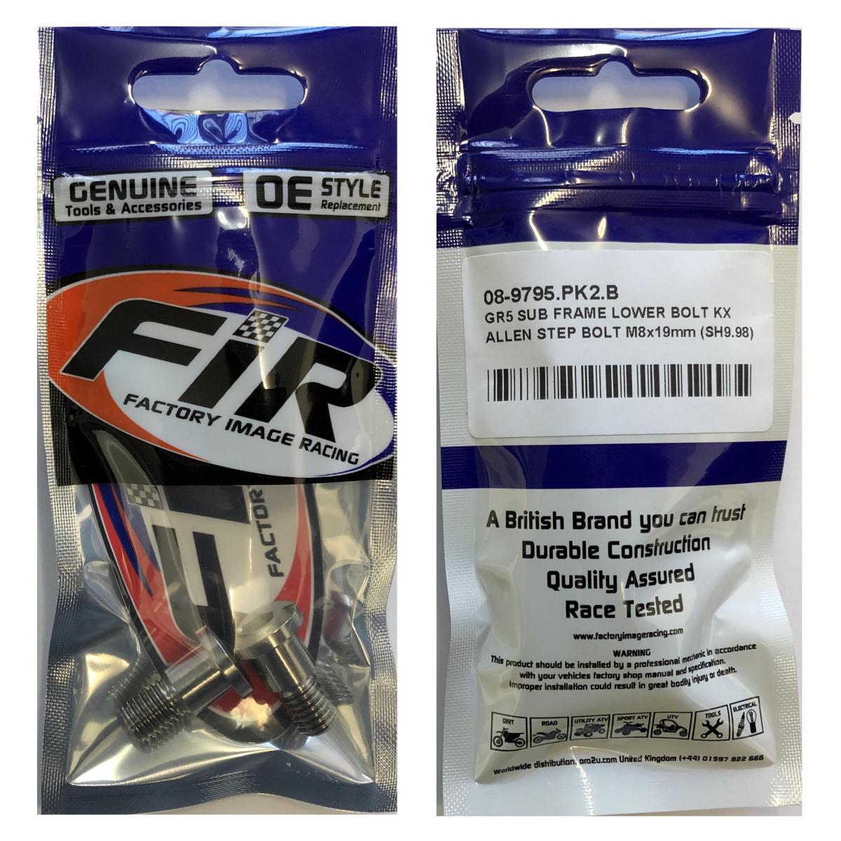 GR5 SUB FRAME LOWER BOLT KX, ALLEN STEP BOLT M8x19mm (SH9.98), 92150-1266 / 921501266 92150-1016