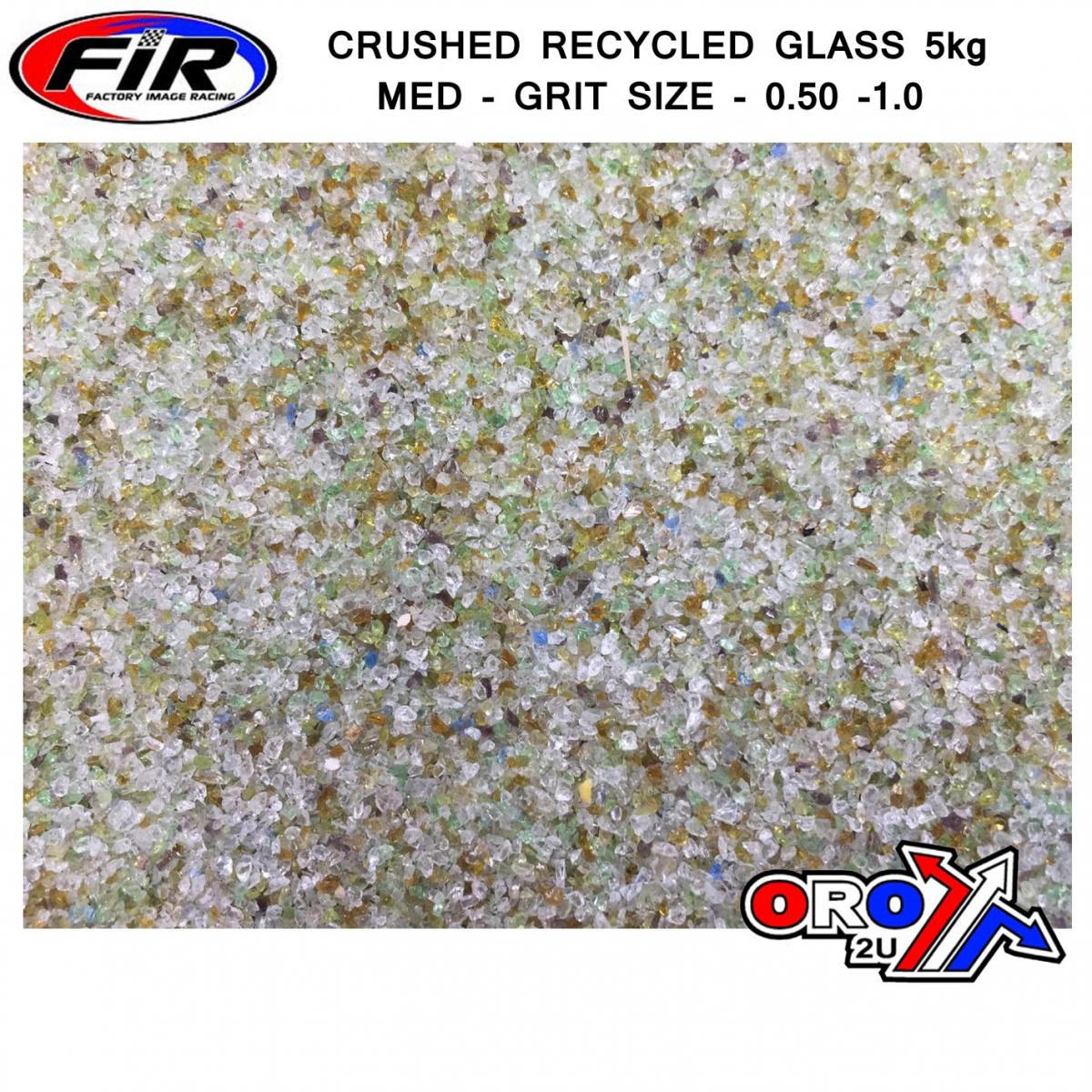 CRUSHED RECYCLED GLASS 5kg, MED - GRIT SIZE - 0.50 -1.0 / SAND BLASTING GRIT MEDIA SHOT BLASTING