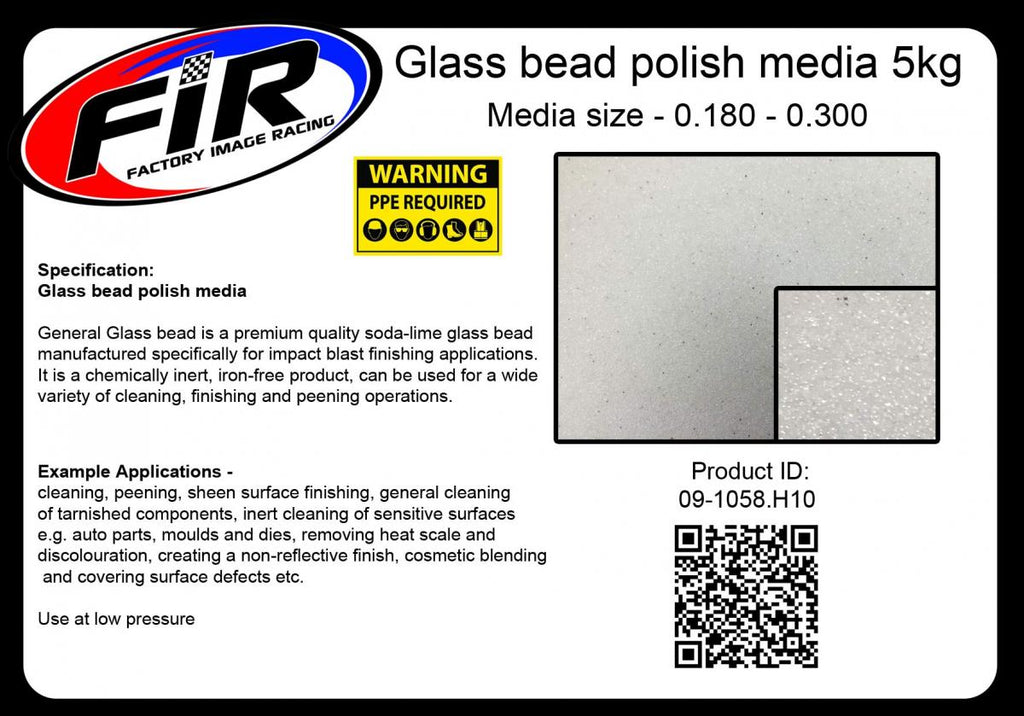 GLASS BEAD POLISH MEDIA5kg, H10 - MEDIA SIZE-0.180 - 0.300 / SAND BLASTING GRIT MEDIA SHOT BLASTING