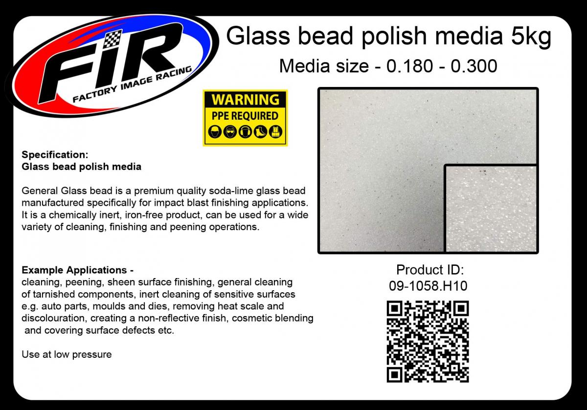 GLASS BEAD POLISH MEDIA5kg, H10 - MEDIA SIZE-0.180 - 0.300 / SAND BLASTING GRIT MEDIA SHOT BLASTING