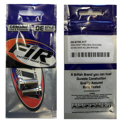 GR5 FOOT PEG BOLTS KX500, 92150-1255 ALLEN M10x20, FACTROY IMAGE RACING