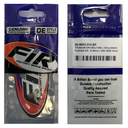 TITANIUM GR5 BOLT M6 x 10mm EACH, FLANGE OD: 15.90mm / HEX SIZE: 8mm, / PANEL BOLT FIXING PLASTIC