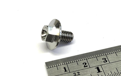 TITANIUM GR5 BOLT M6 x 10mm EACH, FLANGE OD: 15.90mm / HEX SIZE: 8mm, / PANEL BOLT FIXING PLASTIC