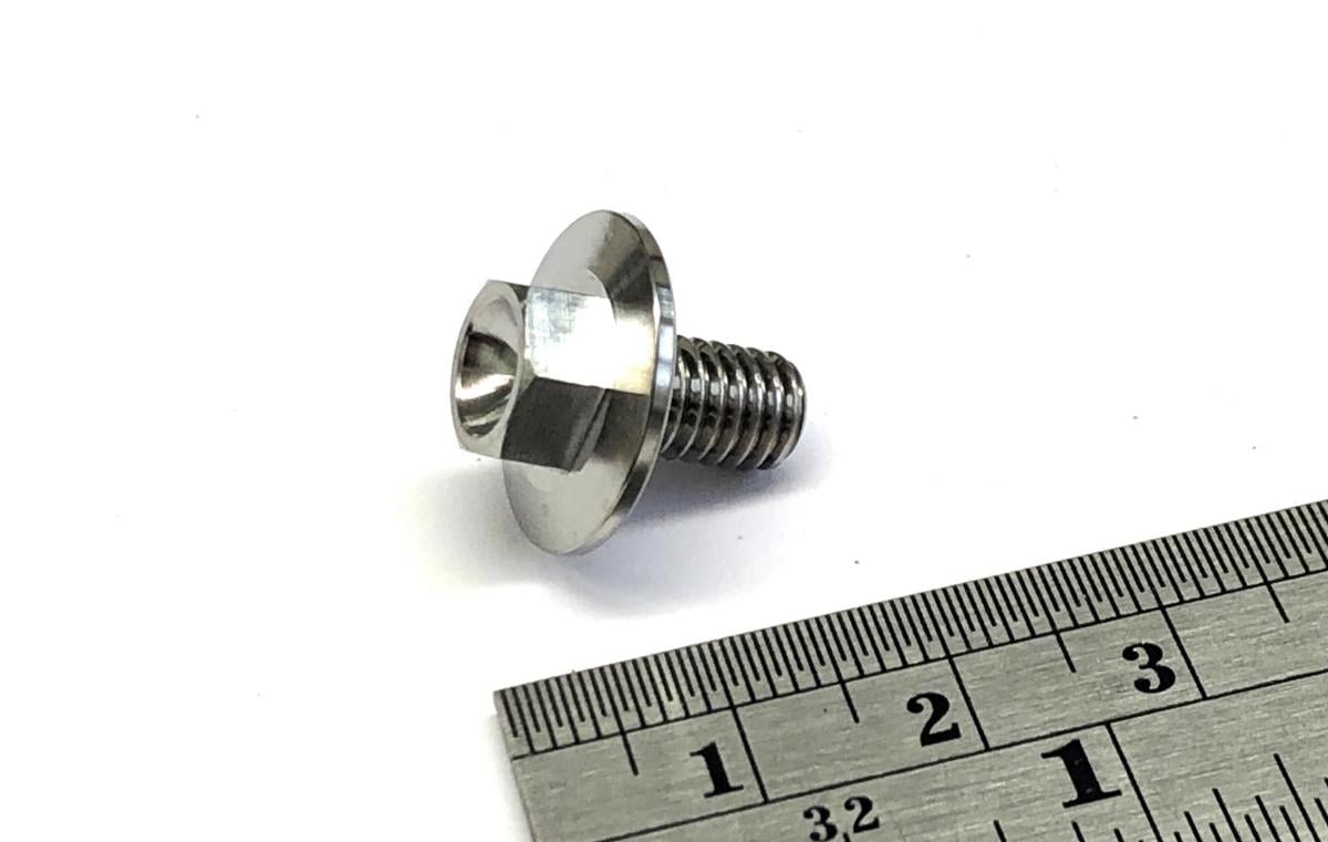 TITANIUM GR5 BOLT M6 x 10mm EACH, FLANGE OD: 15.90mm / HEX SIZE: 8mm, / PANEL BOLT FIXING PLASTIC