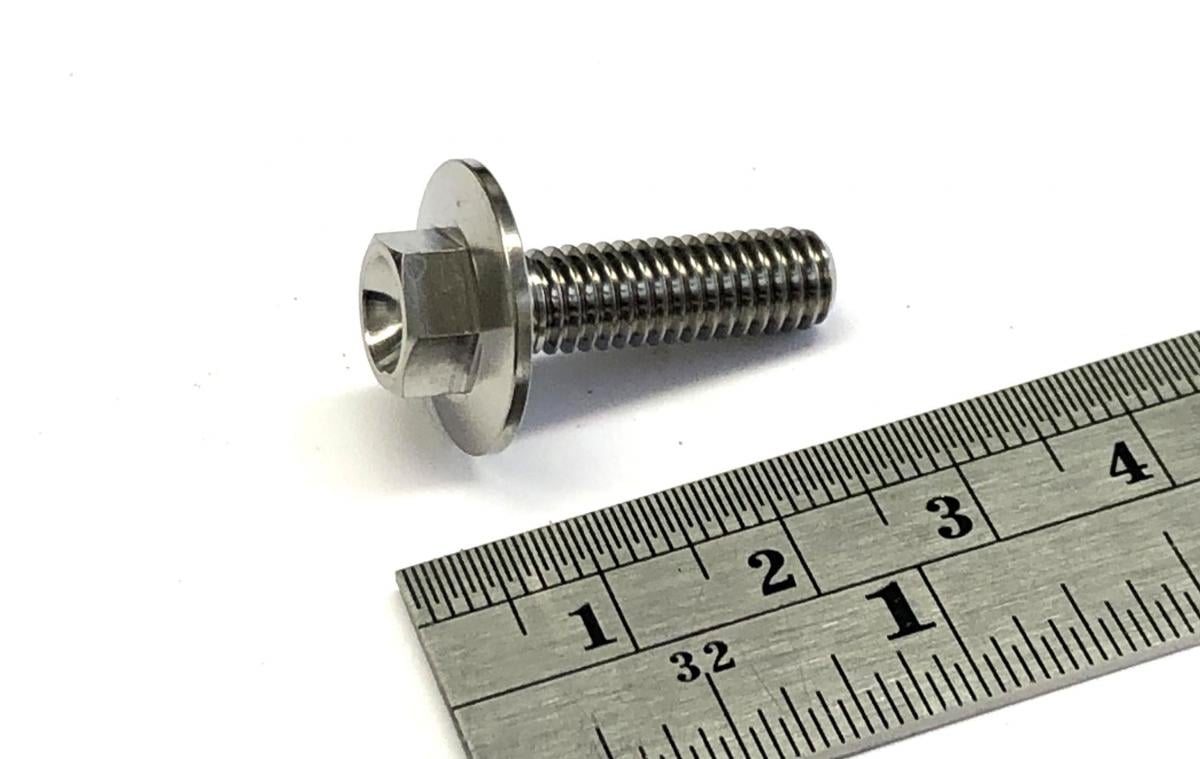 TITANIUM GR5 BOLT M6 x 20mm EACH, FLANGE OD: 15.90mm / HEX SIZE: 8mm, / PANEL BOLT FIXING PLASTIC