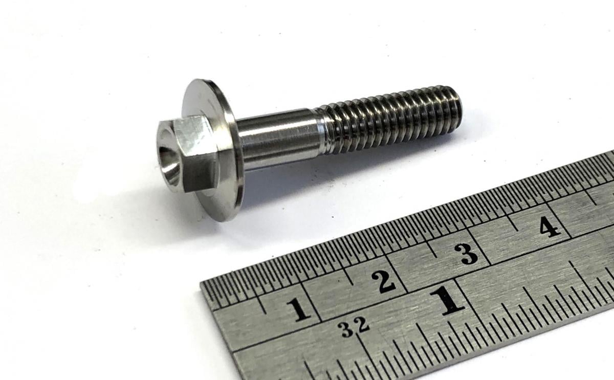 TITANIUM GR5 BOLT M6 x 30mm EACH, FLANGE OD: 15.90mm / HEX SIZE: 8mm, / PANEL BOLT FIXING PLASTIC