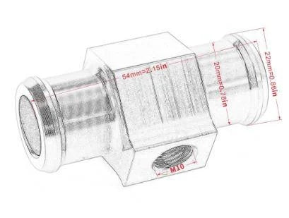 22mm Connector Water Temp Temperature Joint Pipe Adapter Hose Yamaha