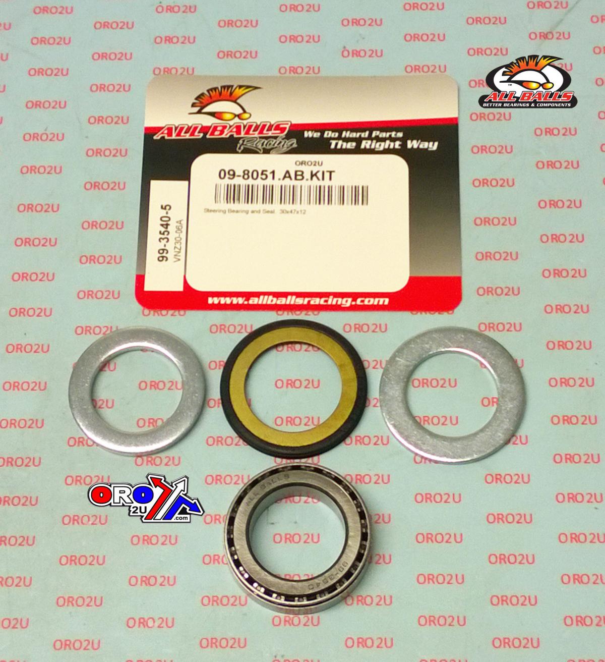 BEARING TAPER & SEAL KIT, ALLBALLS 99-3540-5, 30x47x12, OPEN