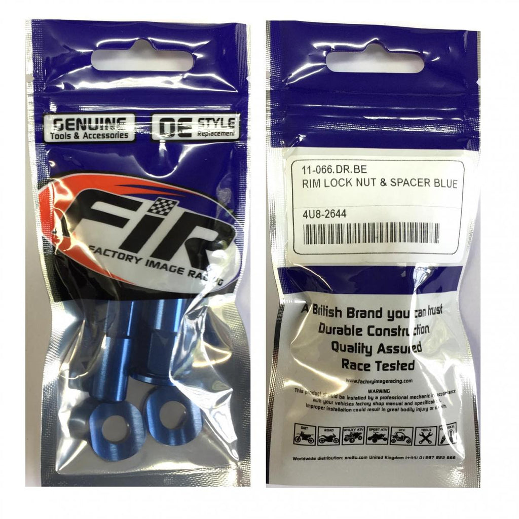 RIM LOCK & NUT SPACER SET OF 2 BLUE ANODISED ALUMINIUM