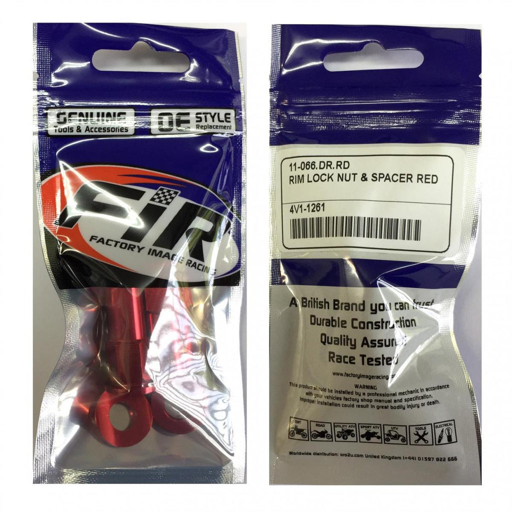 RIM LOCK & NUT SPACER SET OF 2 RED ANODISED ALUMINIUM