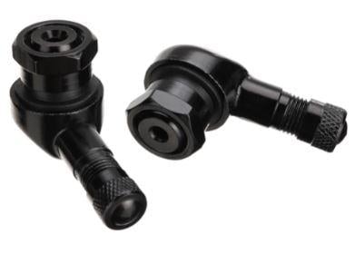 (PACK OF 2) TUBELESS BOLT ON TYRE VALVE, 10mm x 11.3mm 90° DEGREE STEM, BLACK