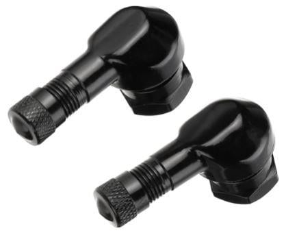 (PACK OF 2) TUBELESS BOLT ON TYRE VALVE, 10mm x 11.3mm 90° DEGREE STEM, BLACK