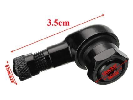 (PACK OF 2) TUBELESS BOLT ON TYRE VALVE, 10mm x 11.3mm 90° DEGREE STEM, BLACK