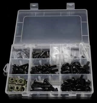 FAIRING BOLT KIT 202pcs. BLACK Honda, CBR1100XX CBR1100 CBR 1100 1100XX 1997-2007 Body Fairing Bolt Screw Fastener-Fixatio, Blackbird