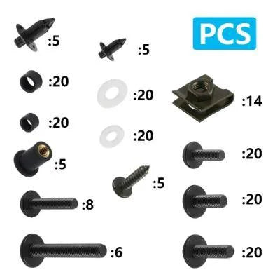 FAIRING BOLT KIT 190Pcs BLACK SUZUKI SV 650 1000 V-STROM 650 1000 BANDIT 400 600 1200 GSF 400 1200 GS500