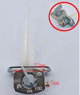 FUEL TAPE PETCOCK UNIVERSAL SHORT STUB FROM TANK C-TO-C 33-34mm OUTLET FOR 6mm HOSE